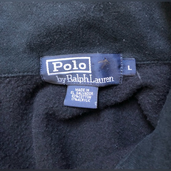 Polo By Ralph Lauren Men’s Long Sleeve Black Half Zip Pockets Sweater Size L - Picture 12 of 13
